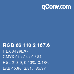 カラーコード: RGB 66 110.2 167.6 | qconv.com
