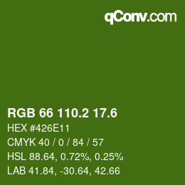 カラーコード: RGB 66 110.2 17.6 | qconv.com