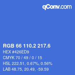 カラーコード: RGB 66 110.2 217.6 | qconv.com