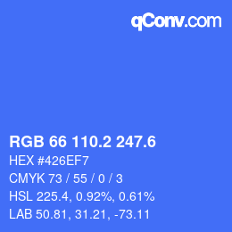 カラーコード: RGB 66 110.2 247.6 | qconv.com