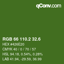 カラーコード: RGB 66 110.2 32.6 | qconv.com
