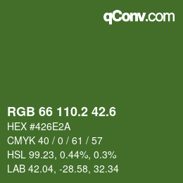 カラーコード: RGB 66 110.2 42.6 | qconv.com