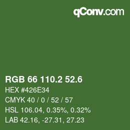 カラーコード: RGB 66 110.2 52.6 | qconv.com