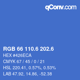 カラーコード: RGB 66 110.6 202.6 | qconv.com