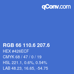 カラーコード: RGB 66 110.6 207.6 | qconv.com