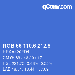 カラーコード: RGB 66 110.6 212.6 | qconv.com