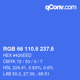 カラーコード: RGB 66 110.6 237.6 | qconv.com