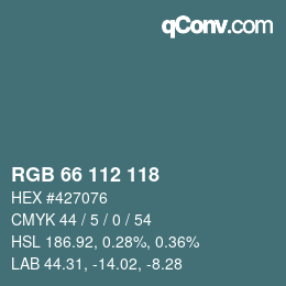 颜色代码: RGB 66 112 118 | qconv.com
