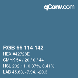 カラーコード: RGB 66 114 142 | qconv.com
