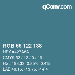 Color code: RGB 66 122 138 | qconv.com