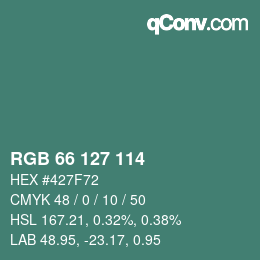 Color code: RGB 66 127 114 | qconv.com