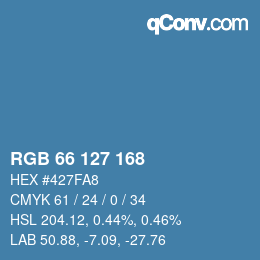 Color code: RGB 66 127 168 | qconv.com