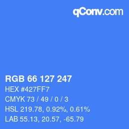 Color code: RGB 66 127 247 | qconv.com