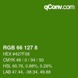 Color code: RGB 66 127 8 | qconv.com