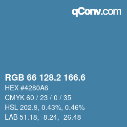 カラーコード: RGB 66 128.2 166.6 | qconv.com