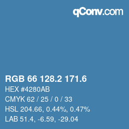 カラーコード: RGB 66 128.2 171.6 | qconv.com