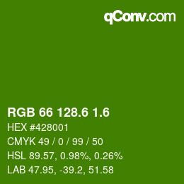 カラーコード: RGB 66 128.6 1.6 | qconv.com