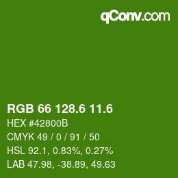 カラーコード: RGB 66 128.6 11.6 | qconv.com