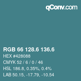 カラーコード: RGB 66 128.6 136.6 | qconv.com