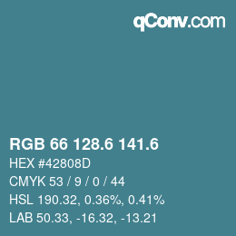 カラーコード: RGB 66 128.6 141.6 | qconv.com