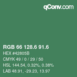カラーコード: RGB 66 128.6 91.6 | qconv.com