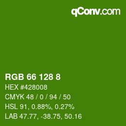 カラーコード: RGB 66 128 8 | qconv.com