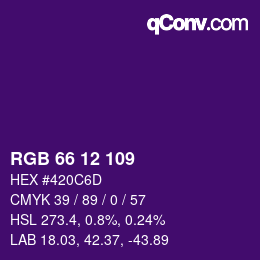 Color code: RGB 66 12 109 | qconv.com