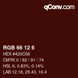 颜色代码: RGB 66 12 6 | qconv.com