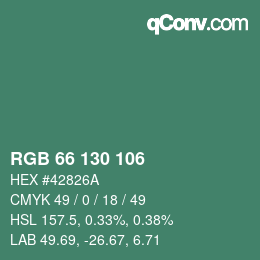 Color code: RGB 66 130 106 | qconv.com