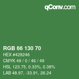 Color code: RGB 66 130 70 | qconv.com