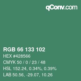 Farbcode: RGB 66 133 102 | qconv.com