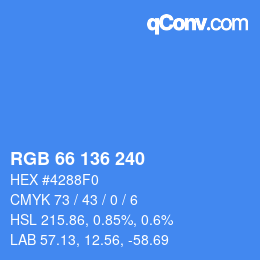カラーコード: RGB 66 136 240 | qconv.com