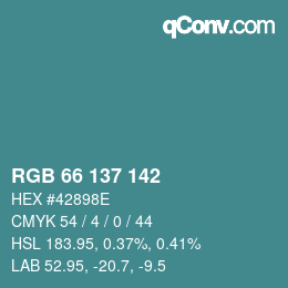 Color code: RGB 66 137 142 | qconv.com