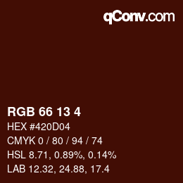 Color code: RGB 66 13 4 | qconv.com