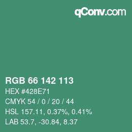 Color code: RGB 66 142 113 | qconv.com