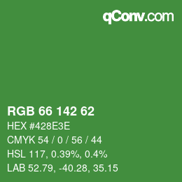 Farbcode: RGB 66 142 62 | qconv.com