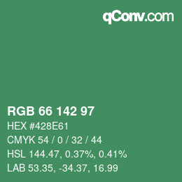Color code: RGB 66 142 97 | qconv.com