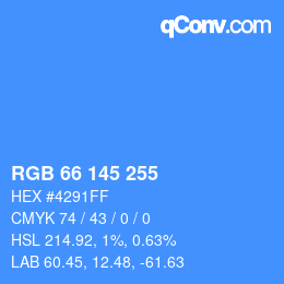 Color code: RGB 66 145 255 | qconv.com
