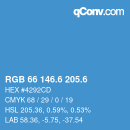 カラーコード: RGB 66 146.6 205.6 | qconv.com
