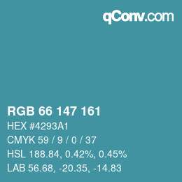 Color code: RGB 66 147 161 | qconv.com