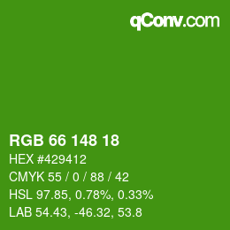 Farbcode: RGB 66 148 18 | qconv.com