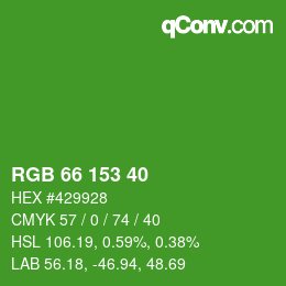 Color code: RGB 66 153 40 | qconv.com