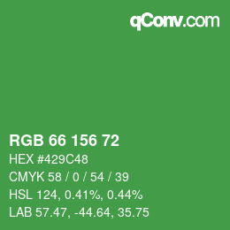 Code couleur: RGB 66 156 72 | qconv.com