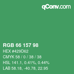 カラーコード: RGB 66 157 98 | qconv.com