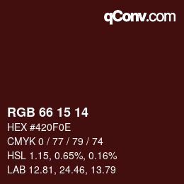 カラーコード: RGB 66 15 14 | qconv.com