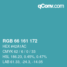 Color code: RGB 66 161 172 | qconv.com