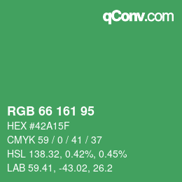 Color code: RGB 66 161 95 | qconv.com