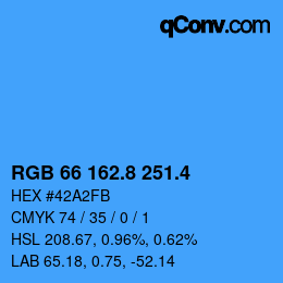 カラーコード: RGB 66 162.8 251.4 | qconv.com