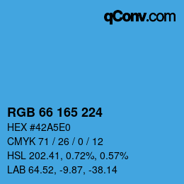 Color code: RGB 66 165 224 | qconv.com