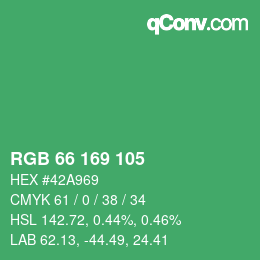颜色代码: RGB 66 169 105 | qconv.com